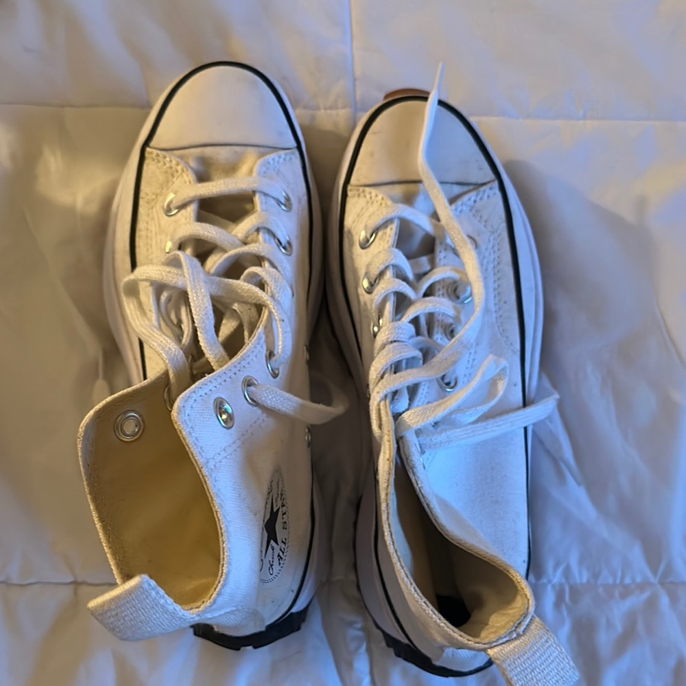 Converse White Platform High-Tops with Black Accents